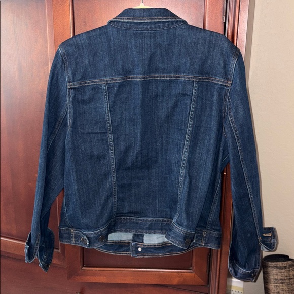 Talbots Sz XL Dark Blue Denim Jacket with Ruffle Accent - Picture 5 of 5